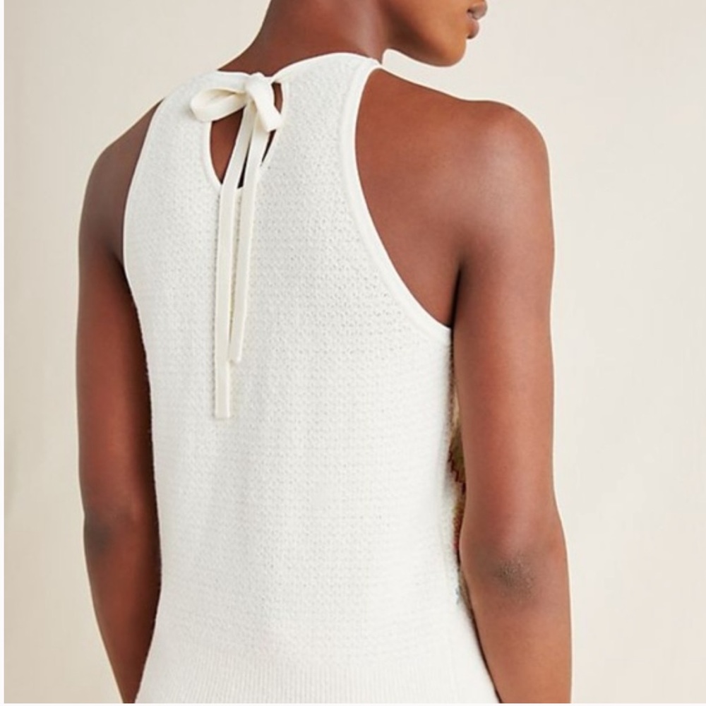 Anthropologie Sunrise Embroidered Sweater Tank – XS – NWT – Ivory Rainbow Knit - Picture 2 of 13